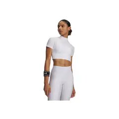 UNDER ARMOUR - Camiseta Mujer HEATGEAR CROP MCK SS Blanco