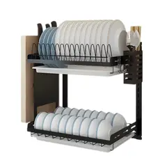 GENERICO - Escurridor De Platos De Acero Inoxidable De 2 Niveles De Pared