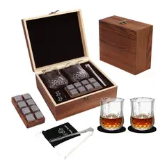 ORIGINAL HEALTH - SET DE WHISKY GRANDE CON PIEDRAS + PINZAS Y ESTUCHE DE LUJO