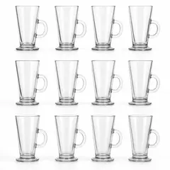 LIBBEY - Set x12 Tarros de Vidrio Irish Coffee 266 ml – Vasos con Asa para Café, Té o Postres