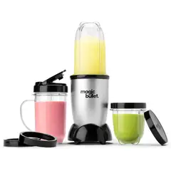 NUTRIBULLET - Licuadora Mbr Magic Bullet 510 Ml Plata Con Vaso de Plástico Incluye 11 Accesorios