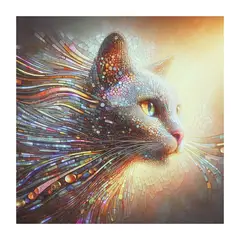 GENERICO - Cuadro Decorativo Moderno De Gato Sublimado Sobre Lienzo Gato Moderno Vitral