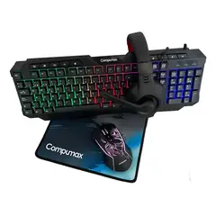 COMPUMAX - Combo Gamer 4 en 1 Teclado Mouse Auriculares Mousepad