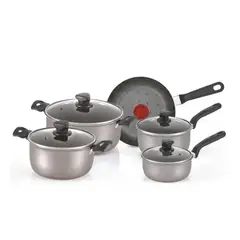 IMUSA - Batería Juego De Ollas Talent Triforce 9 Piezas Tapa Vidrio