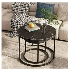 GENERICO - Mesa de Centro Moderna Vidrio Templado con Base Metalica