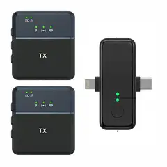 AMERICAN GENERICS - Micrófono Inalámbrico de Solapa 2.4 GHz con Retorno en Tiempo Real – Tipo C y iPhone
