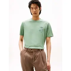 TOMMY HILFIGER - Camiseta verde con logo gráfico