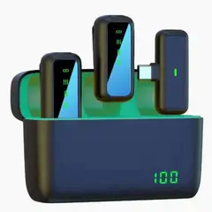 AMERICAN GENERICS - Micrófono Solapa Doble SX6 Tipo C iPhone con estuche de carga