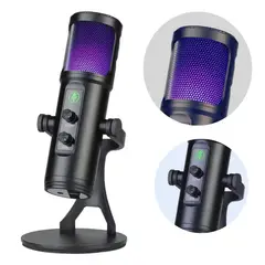 AMERICAN GENERICS - Micrófono USB de Escritorio con Luz RGB y Reducción de Ruido Modelo ZX-776