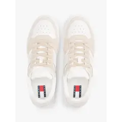 TOMMY HILFIGER - Tenis beige de mezcla de ante y suela cupsole