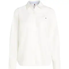 TOMMY HILFIGER - Camisa blanca oxford manga larga con logo