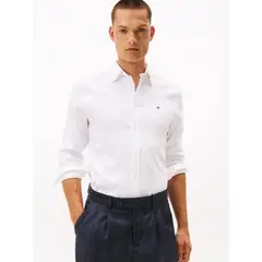 TOMMY HILFIGER - Camisa blanca slim de hilo teñido