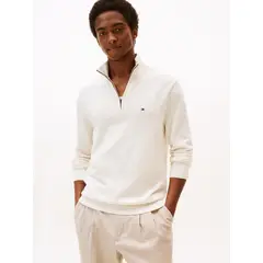 TOMMY HILFIGER - Saco blanco con cuello perkins y cremallera