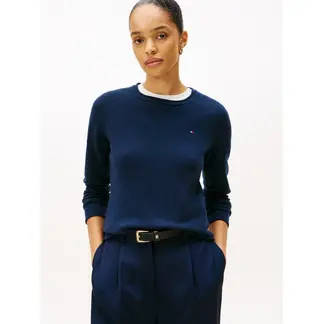 TOMMY HILFIGER - Saco azul de lana con cuello redondo