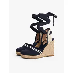 TOMMY HILFIGER - Alpargatas azul de cuña en lona con flecos