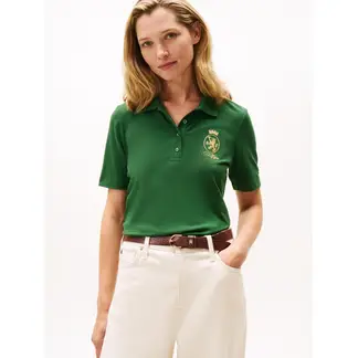 TOMMY HILFIGER - Polo verde de corte regular con escudo bordado