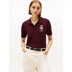 TOMMY HILFIGER - Polo rojo de corte regular con escudo bordado