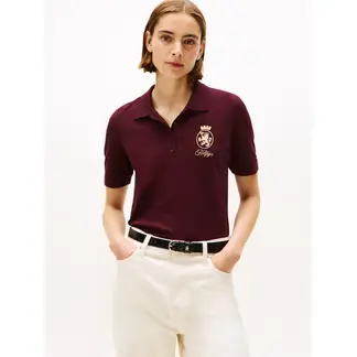 TOMMY HILFIGER - Polo rojo de corte regular con escudo bordado