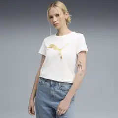 PUMA - Tshirt Original Essentials Metallic Blanco Para Mujer