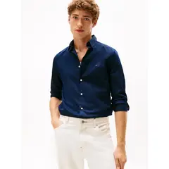 TOMMY HILFIGER - Camisa azul solid con logo