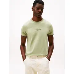 TOMMY HILFIGER - Camiseta verde de punto con corte slim