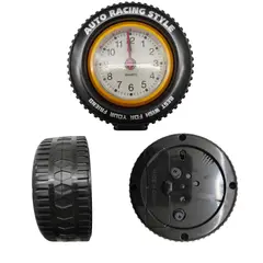 GENERICO - Reloj De Mesa Estilo Llanta Racing Auto Quartz Decorativo Negro 15v