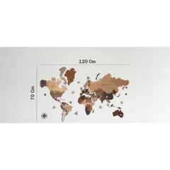 GENERICO - Cuadro Mapa Del Mundo Mapamundi 3d En Madera 120 Cm X 60 Cm Multicolor Tierra