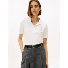 TOMMY HILFIGER - Polo blanco de corte regular con escudo bordado