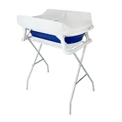 PRIORI - Bañera Bebé con Cojín Stand Changer y Soporte Metálico Azul