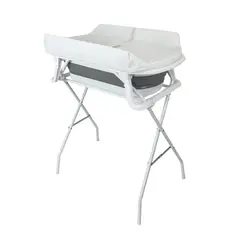 PRIORI - Bañera Bebé con Cojín Stand Changer y Soporte Metálico Gris