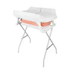 PRIORI - Bañera Bebé con Cojín Stand Changer y Soporte Metálico Rosa