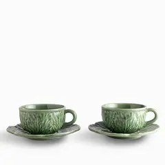 AMBIENTE GOURMET - Pocillo y plato Huerto Verde 220ml set x2