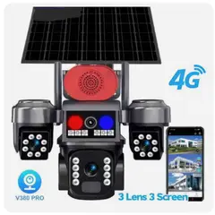 GENERICO - Camara De Seguridad SimCard Con Panel Solar Tres Lentes