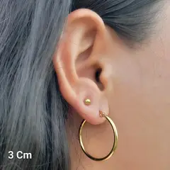 STAINLESS STEEL - Aretes Candongas Aros 3 cm En Acero Inoxidable Elegante