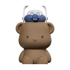 AMERICAN GENERICS - Termo en Forma de Oso Color Café con Sticker y Cuerda