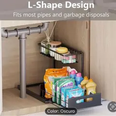 TECNOHOGAR JS - Organizador Cocina, Organizador Fregadero De Metal 2 Niveles cws-2