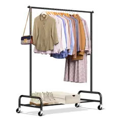 GENERICO - Perchero colgadero de ropa De Metal Con Ruedas 150 Cm Para Colgar Ropa Negro