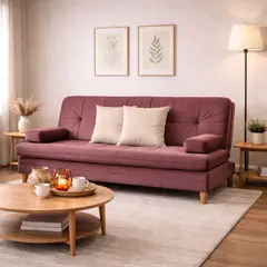 DECOLUM - SofáCama Tous 3 Posiciones Tercio pelo Rosa+ cojines Beige_.