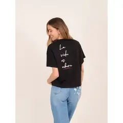 JULIANA SANCHEZ - Camiseta La vida es ahora - Negro