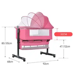 BEBESITOS - Cuna colecho con mosquitero organizador y colchoneta color rosa modelo 2026