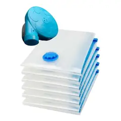 GENERICO - Kit 5 Bolsas Ahorradoras De Espacio 70x50 + Bomba Eléctrica