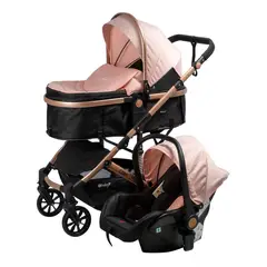 EBABY - COCHE CUNA MOISÉS CONFORT + PORTABEBÉ FUNCIÓN MALETA EB-R147P-1 Rosa
