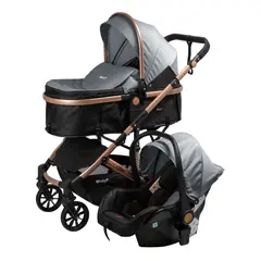EBABY - COCHE CUNA MOISÉS CONFORT + PORTABEBÉ FUNCIÓN MALETA EB-R147P-1 Gris