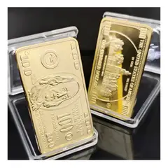 OTRAS MARCAS - Lingote Billete 100 Dólares Dorado - Decoración Abundancia Atraccion