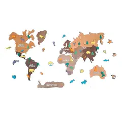 GENERICO - Cuadro Mapa Del Mundo Mapamundi Niños Marrón Claro