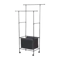 GENERICO - Perchero Metálico de Pie con Doble Barra y Estante Inferior