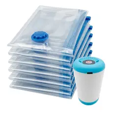 INNOVA - Bolsas Alusp Al Vacío 50x40 Cm X5 Con Bomba Eléctrica Viaje Organización