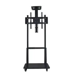 TECNOHOGAR JS - Soporte Tv Pedestal Piso Estante Mesa 32 a 75 Pulgadas Metalico Ruedas Negro
