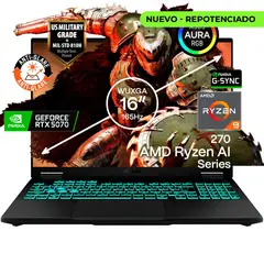 ASUS - Portátil Gamer TUF AMD Ryzen 9 270 RAM 64GB SSD 8TB RTX 5070 8GB 165Hz