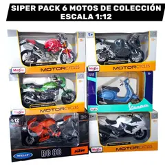 MAISTO - Motos de coleccion a escala 112 PACK X 6 + OBSEQUIO LLAVERO